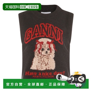 1h可退 香港直邮GANNI 甘尼 女士 黑色沙色羊毛混纺针织衫 A10700