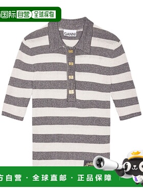 香港直邮Ganni 条纹亮片polo衫 K2482女装上衣