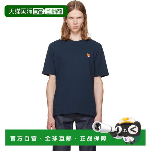 香港直邮MAISON KITSUNE 男士 海军蓝 Fox Head Regular T恤 PM00