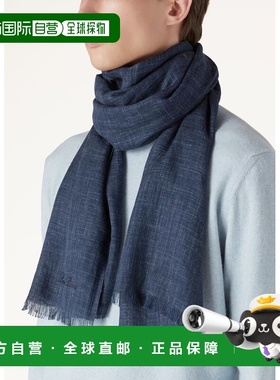 自营欧洲直邮Loro Piana 男士蓝色真丝围巾