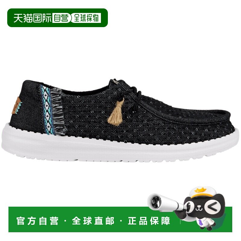 自营欧洲直邮Crocs卡骆驰 Wendy Perf女士黑色帆布乐福鞋女鞋图片