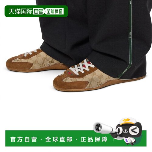 自营欧洲直邮GUCCI古驰 Shift男士米色/棕色GG帆布Web细节运动鞋