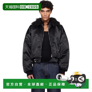 男士 黑色 Faux 1h可退 Collar 穆勒 Fur 飞行员 香港直邮Mugler