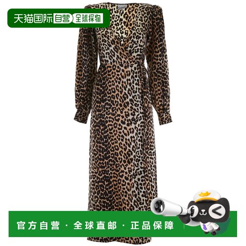 香港直邮GANNI 甘尼 女士 印花裹式长款连衣裙 F3653