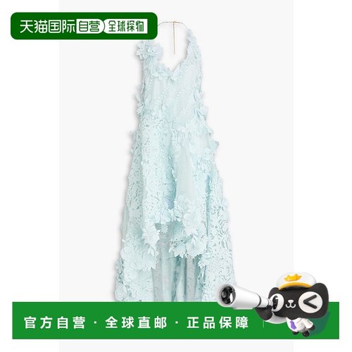 香港直邮ZIMMERMANN 女士 不对称花朵装饰亚麻真丝混纺欧根纱长款