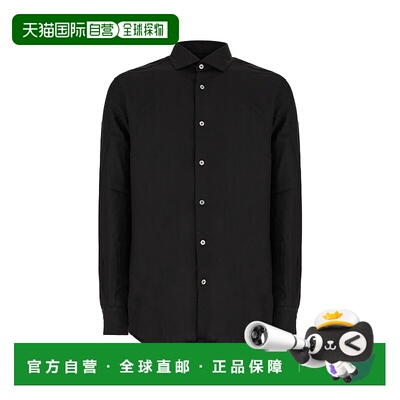 1h可退 香港直邮Zegna 杰尼亚 男士 黑色棉混纺衬衫 SRF5E8X44A6