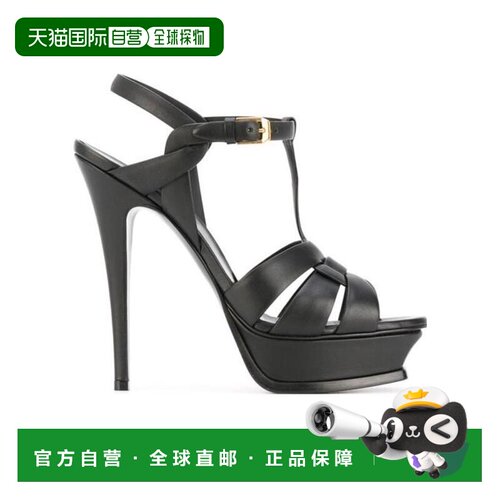香港直邮Saint Laurent 黑色Tribute高跟凉鞋 315487BDA00细高跟