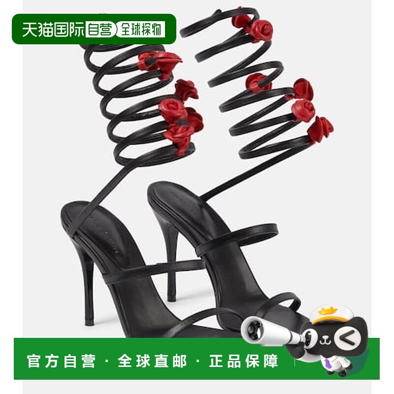 香港直邮magda butrym 女士 花朵装饰绸缎凉鞋 001336高跟