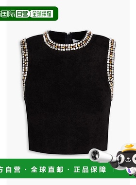 1h可退 香港直邮Sandro 女士 短款水晶装饰天鹅绒上衣 SFPPU02441