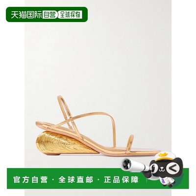 香港直邮1h可退 Simkhai 女士 Bridget 金属感皮质坡跟凉鞋 225S0