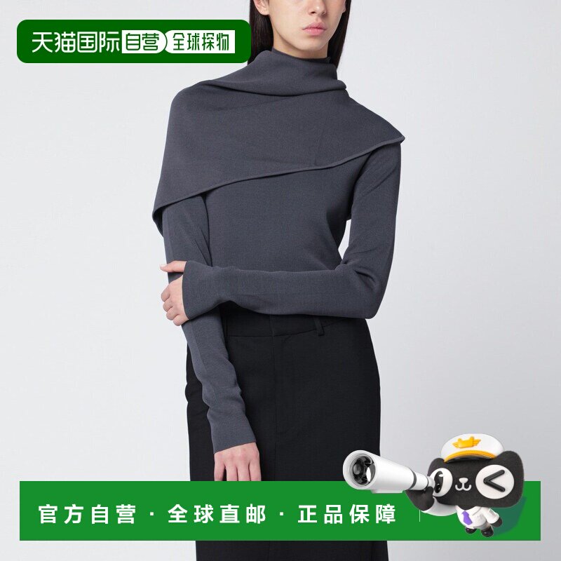 1h可退 香港直邮Entire Studios 女士 灰色高领带披肩毛衣 ESUW25