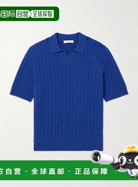 香港直邮Mr P. 男士 粗线针织羊毛Polo衫 MPK242012BLUE