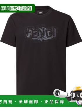 1h可退 香港直邮Fendi 芬迪 男士 黑色棉质T恤 FY1319AW0W