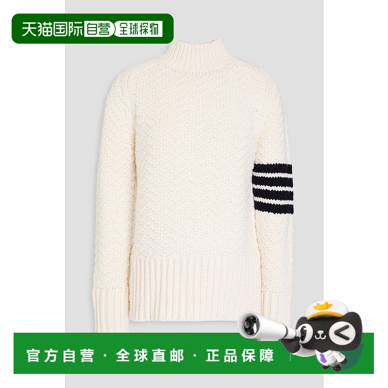 1h可退 香港直邮Thom Browne 汤姆 布朗 女士 条纹羊毛混纺高领毛