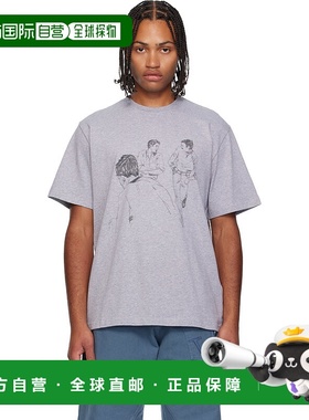 1h可退 香港直邮J.W. Anderson 男士 灰色 Cafe Scene Printed T