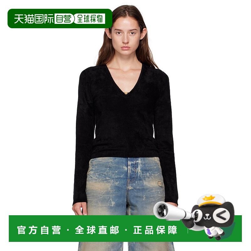 1h可退 香港直邮AMIRI 女士 黑色 Velvet LS 上装 AWKNLS1008
