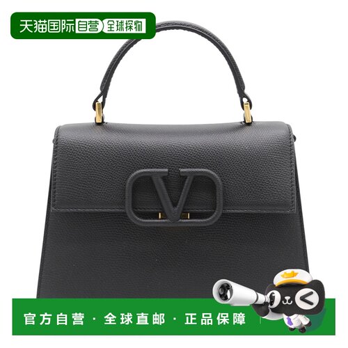 香港直邮valentino 华伦天奴 女士 VSLING 黑色皮革小号手提包包