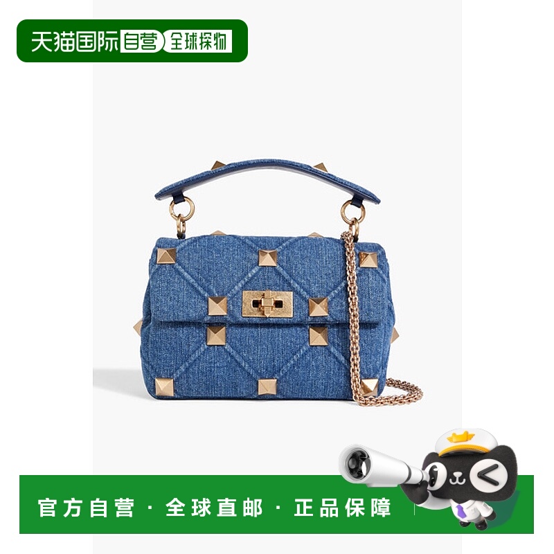 1h可退 香港直邮Valentino 华伦天奴 女士 罗马铆钉牛仔布肩包 W2