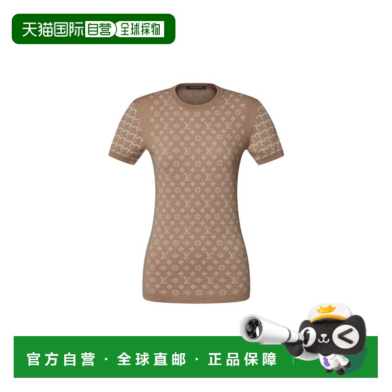 自营欧洲直邮LV路易威登 Monogram女士沙色羊毛老花图案T恤短袖