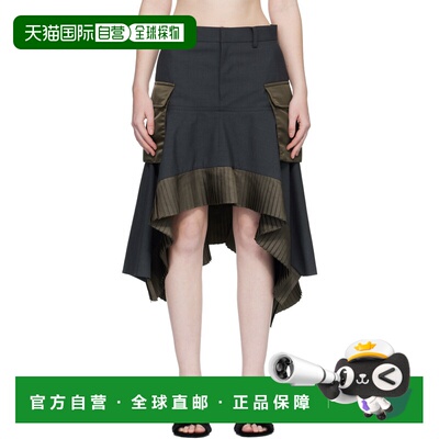 1h可退 香港直邮Sacai 女士 灰色 Suiting & Nylon Twill 半身裙