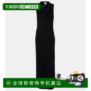 连衣裙 1h可退 垂褶羊毛混纺长款 香港直邮TOTÊME black黑色 女士