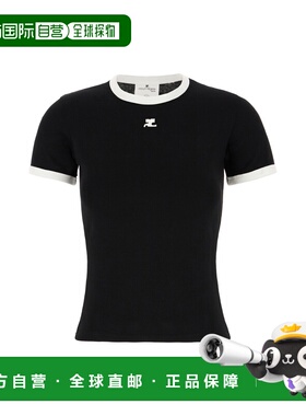 香港直邮Courreges 女士 黑色棉质T恤 VESJTS017JS007009901