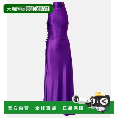 1h可退 香港直邮Rabanne 女士 垂褶缎面针织酒会礼服 purple紫色