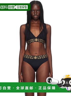 1h可退 香港直邮Versace 范思哲 女士 黑色 Greca Border Triangl