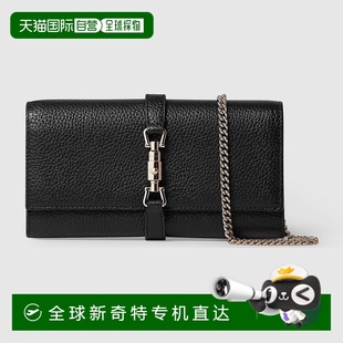 1961系列女士黑色皮革带链条钱包 欧洲直邮Gucci古驰Jackie