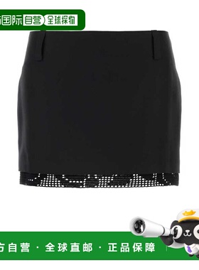 1h可退 香港直邮magda butrym 女士 黑色真丝迷你半身裙 219724BL