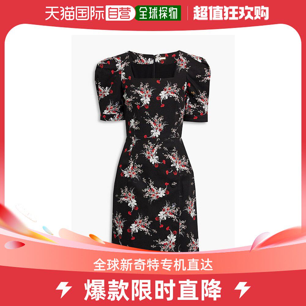 香港直邮adam lippes 女士褶皱印花棉混纺斜纹布迷你连衣裙