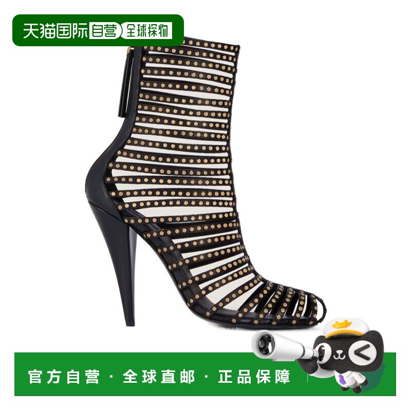 1h可退 香港直邮Givenchy 铆钉皮革笼式踝靴 BE605ME2FV女靴高跟