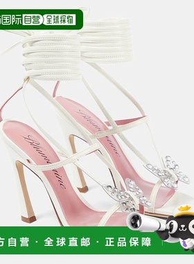 1h可退 香港直邮Blumarine 蓝色情人 女士 105 蝴蝶皮质凉鞋 0042