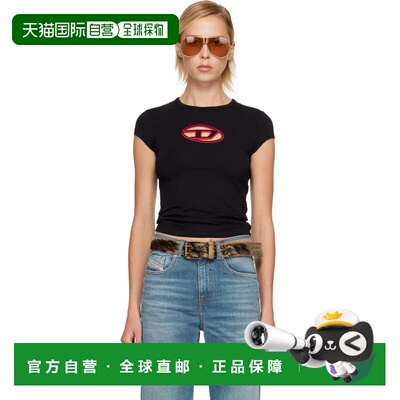1h可退 香港直邮Diesel 迪赛 女士 黑色 T-Angie T恤 A062680AFAA