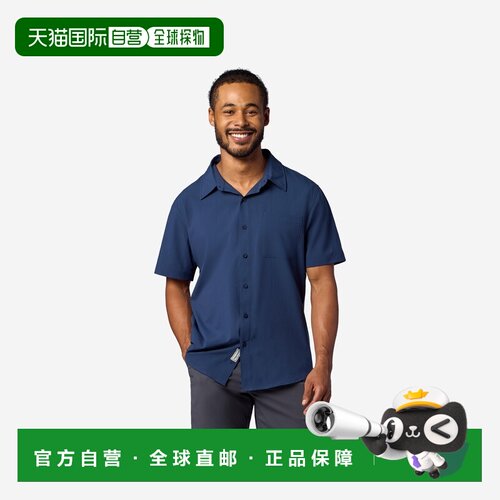 自营欧洲直邮Marmot土拨鼠 AirExchange男士海军蓝聚酯纤维短袖衬