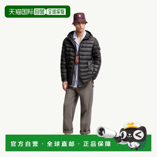 自营欧洲直邮Moncler盟可睐 Oahu男士黑色尼龙绗缝连帽短款派克大