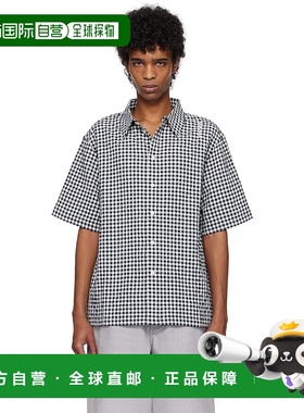 香港直邮Marni 玛尼 男士 黑色 & 白色 Gingham Seersucker 衬衫