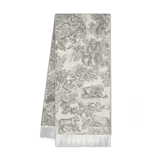 自营1h可退 欧洲直邮DIOR/迪奥23新款 男女通用灰色羊绒徽标围巾