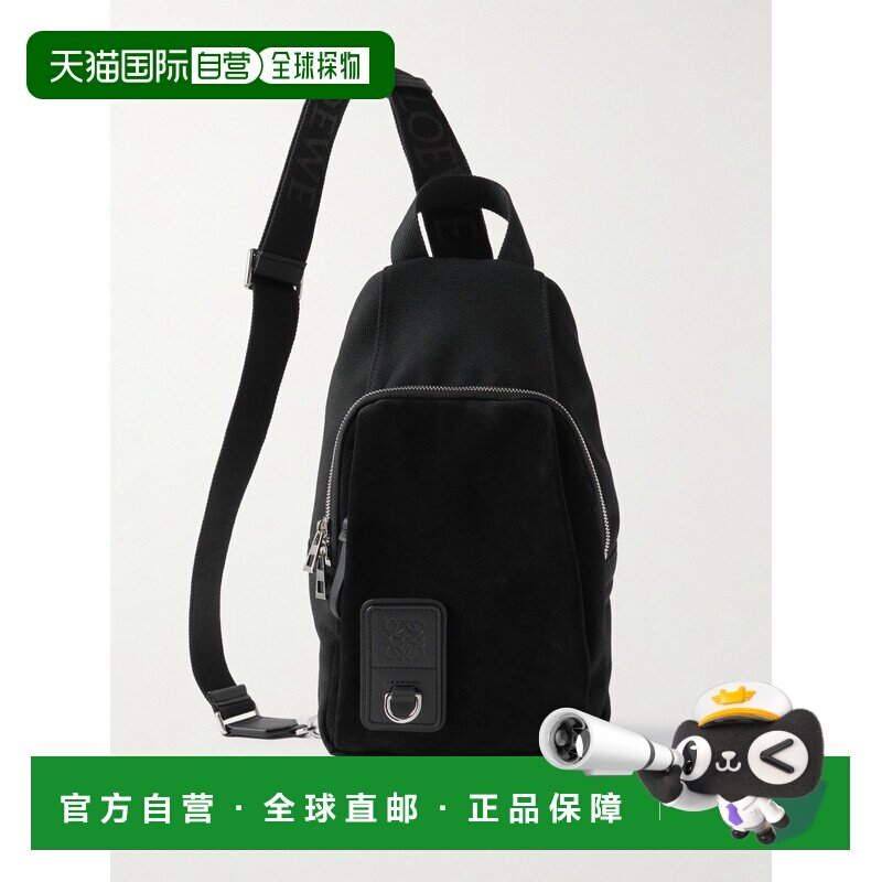 香港直邮LOEWE 罗意威 男士 Flex Sling 皮革山羊皮边帆布包包 BF