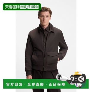 自营欧洲直邮Hugo Boss x BECKHAM男士深棕色涤纶拉链闭合夹克