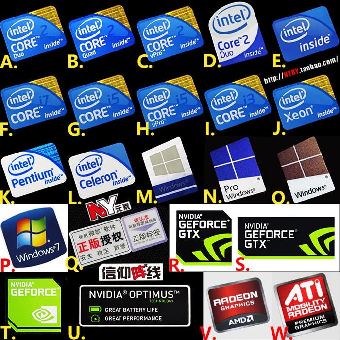 原装core2 酷睿2 i3 i5 i7笔记本电脑 台式机 标签 CPU贴纸 win10