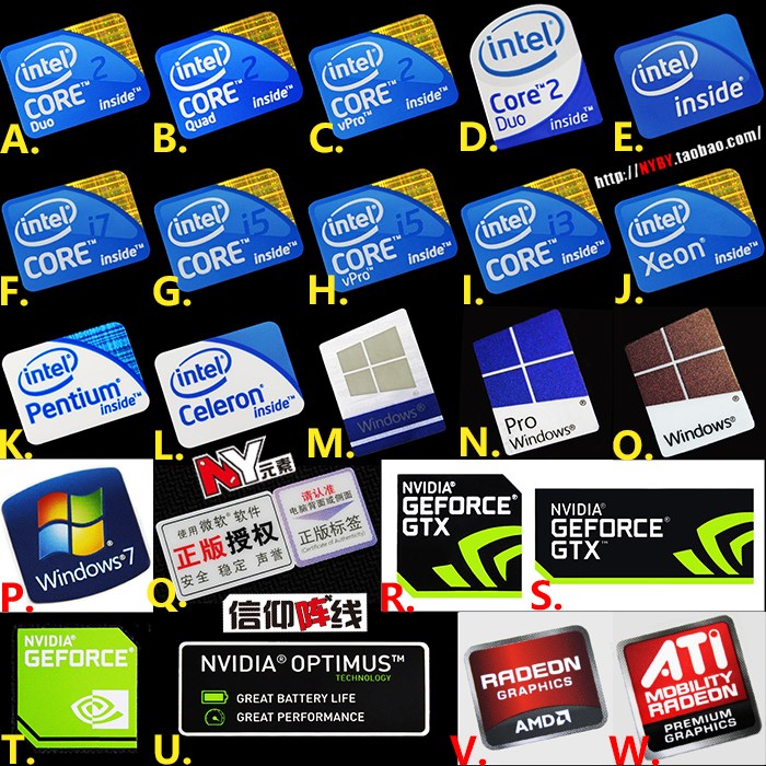 原装core2酷睿2 i3 i5 i7笔记本电脑台式机标签 CPU贴纸 win10