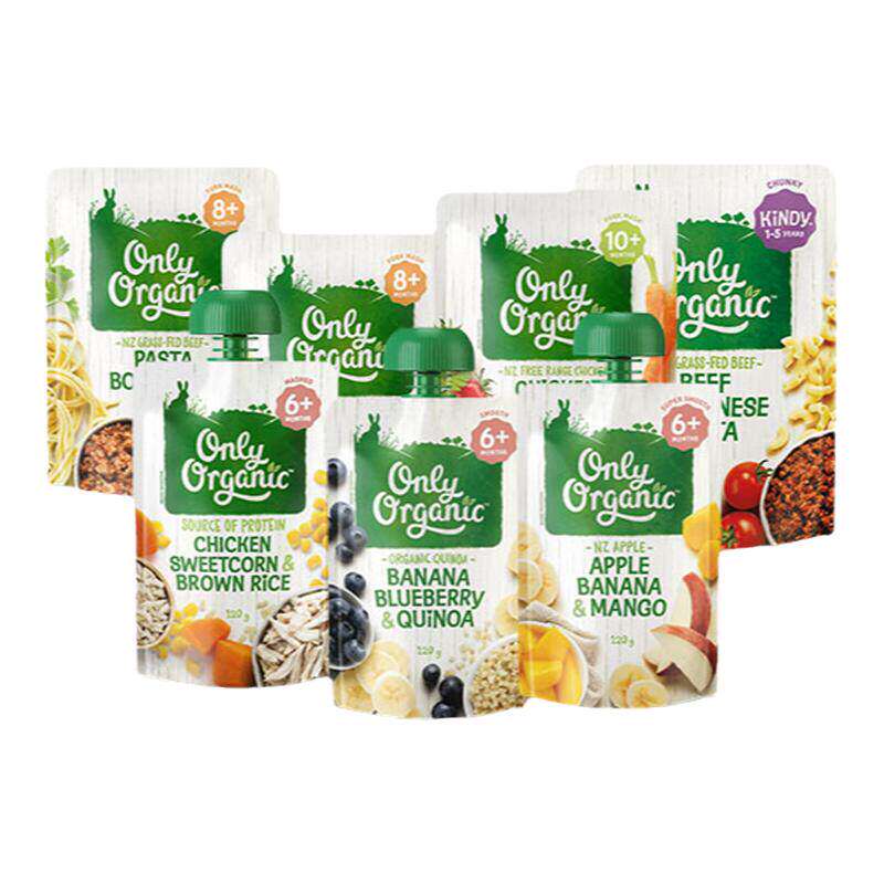 【百亿补贴】新西兰onlyorganic奥莉有机辅食婴幼儿肉泥果泥米粉