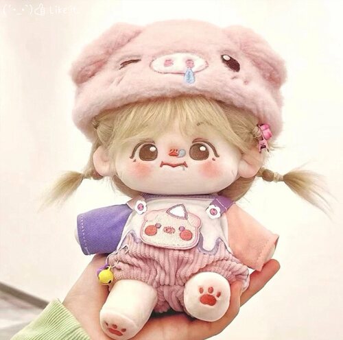 现货20cm棉花娃娃衣服奶乎乎背带裤套装可爱少女心玩偶换装配饰