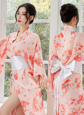 品贤原创 情感内衣日系和服女 长款猫女和服情感套装女士雪纺