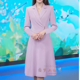 新闻主持人职业连体裙通勤面试西装裙播音艺考正装演讲主播上镜装