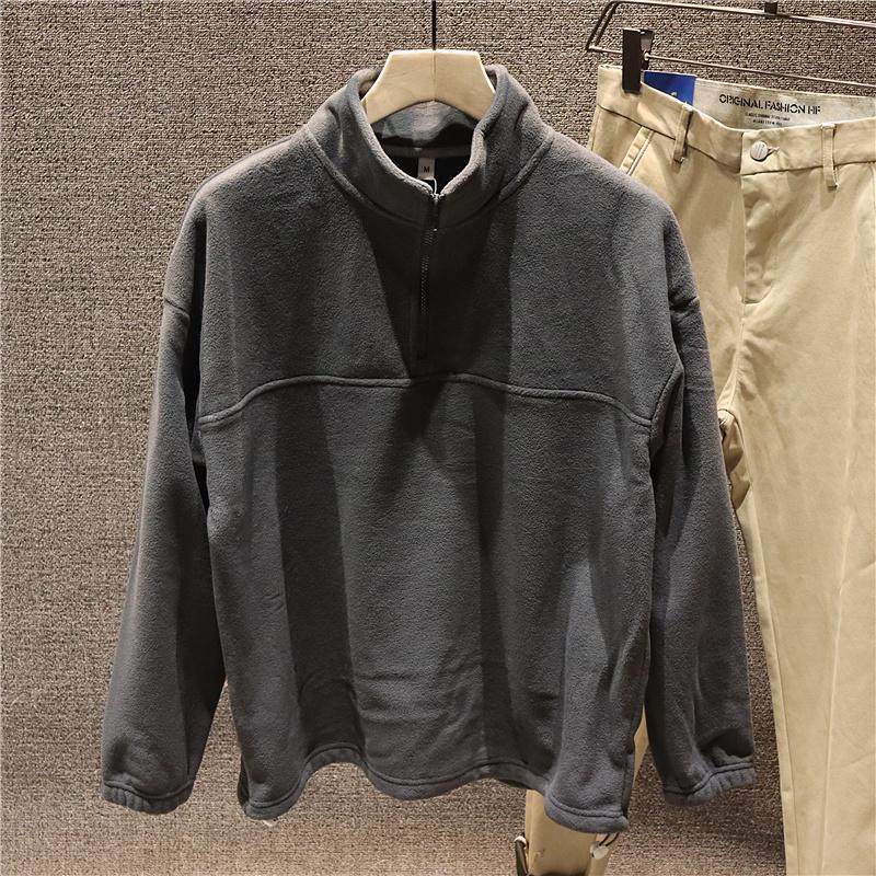 极简保暖！喜吉良简约摇粒绒立领半拉链卫衣宽松抽绳加绒休闲上衣,男装,卫衣,淘宝优惠券,粉丝福利购,淘宝优惠卷