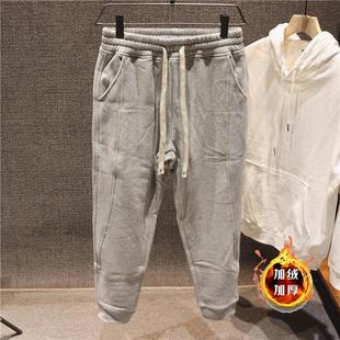 男2024秋冬休闲长裤 特别暖和 喜吉良400克重磅斜纹加绒束脚卫裤