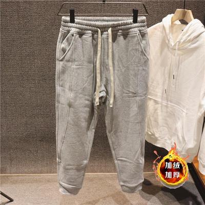 卫裤400克重磅斜纹加绒束脚卫裤