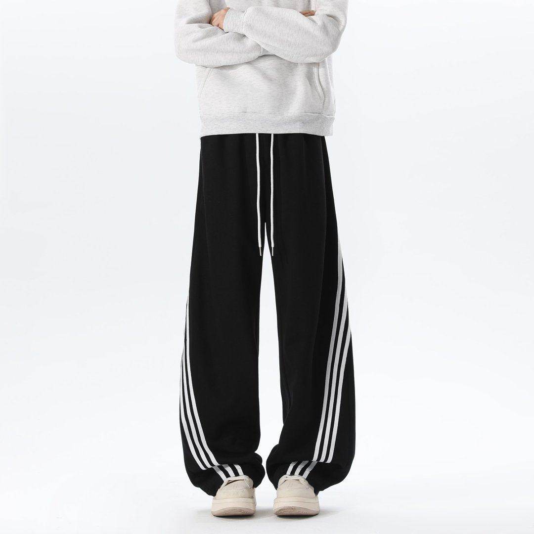 美式复古弯刀休闲裤三条杠春秋垂感青少年日常阔腿长裤,男装,卫裤,淘宝优惠券,粉丝福利购,淘宝优惠卷